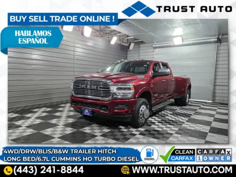 Red 2020 Ram 3500 Laramie DRW 4WD Crew Cab Dually Long Bed HO 6.7L Cummins Diesel Pickup Truck for sale in Sykesville, MD
