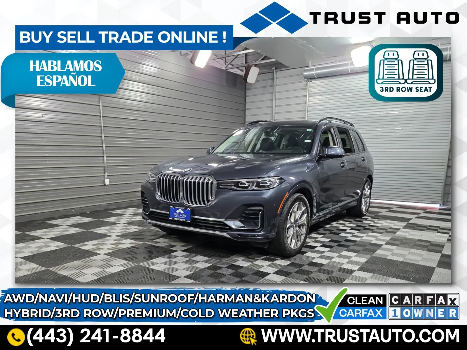 Gray 2021 BMW X7 xDrive40i AWD 6-Pass Luxury SUV w/Premium Pkg for sale in Sykesville, MD