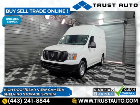 White 2019 Nissan NV 2500 Cargo S High Roof Minivan/Van w/Shelving Storage System for sale in Sykesville, MD