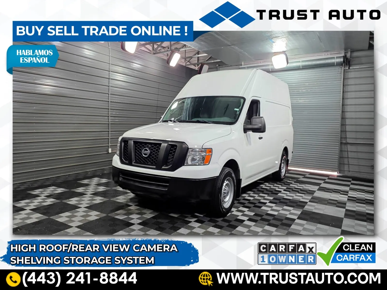 2019 Nissan NV 2500 Cargo S High Roof Minivan/Van w/Shelving Storage System