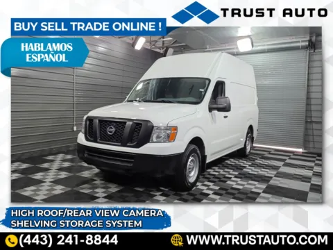White 2019 Nissan NV 2500 Cargo S High Roof Minivan/Van w/Shelving Storage System for sale in Sykesville, MD