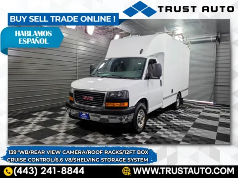 White 2021 GMC Savana 3500 Cutaway Commercial 139''WB 12FT Box Commercial/Utility/Service/Van for sale in Sykesville, MD