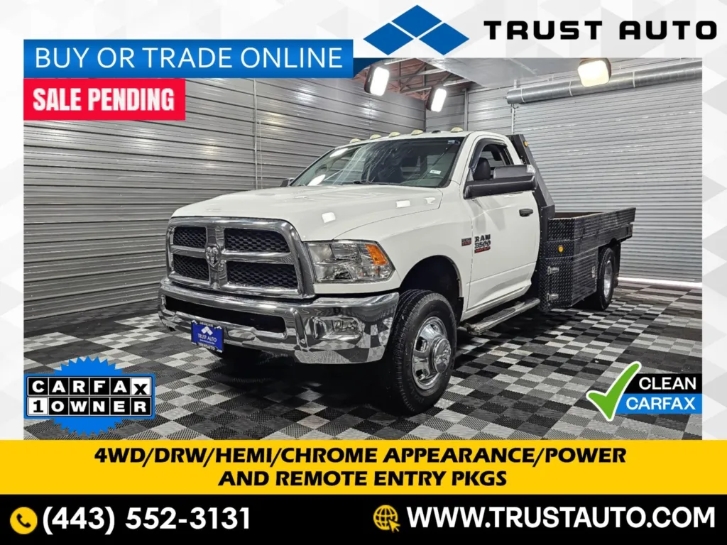 2017 Ram 3500 Chassis Flatbed Tradesman 4WD DRW Regular Cab Dually Hemi Pickup Truck for sale in Sykesville, MD