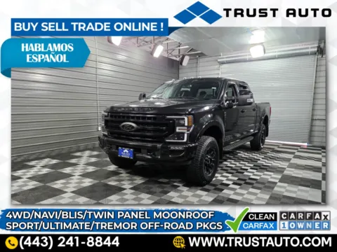 Black 2020 Ford Super Duty F-250 SRW LARIAT 4WD Crew Cab Pickup Truck w/Sport Pkg for sale in Sykesville, MD
