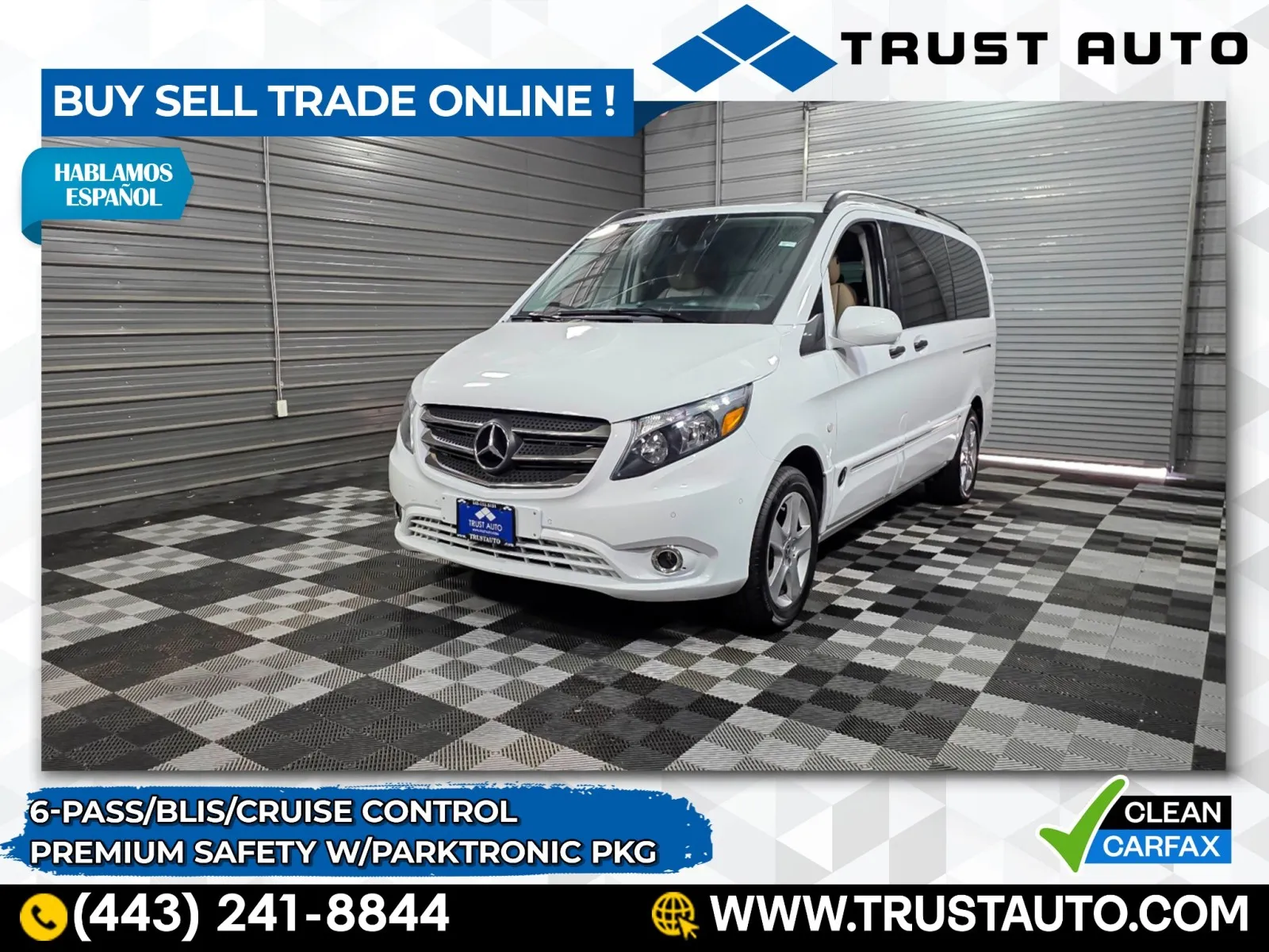 White 2020 Mercedes-Benz Metris 6-Passenger 126'' WB Standard Roof Minivan/Van w/Premium Safety Pkg for sale in Sykesville, MD