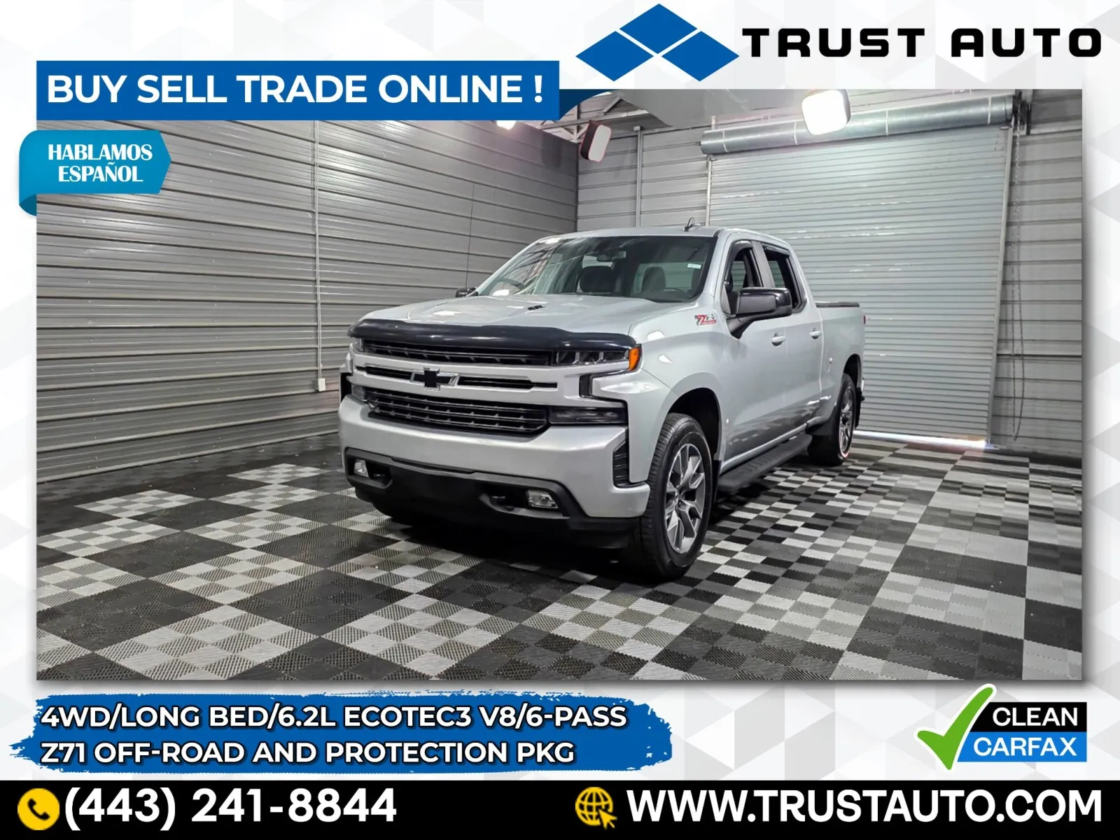 Silver 2022 Chevrolet Silverado 1500 LTD RST 4WD Crew Cab 6.2L V8 Ecotec3 Pickup Truck w/Z71 Off-Road and Protection Pkg for sale in Sykesville, MD