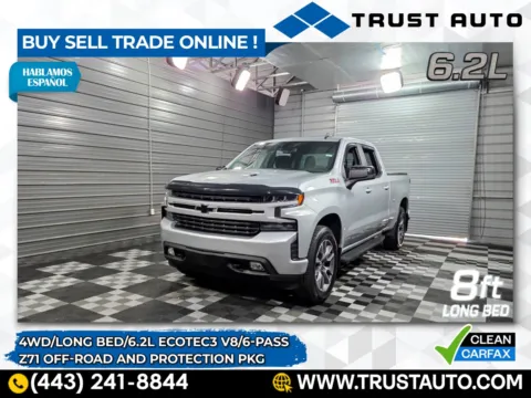 Silver 2022 Chevrolet Silverado 1500 LTD RST 4WD Crew Cab 6.2L V8 Ecotec3 Pickup Truck w/Z71 Off-Road and Protection Pkg for sale in Sykesville, MD