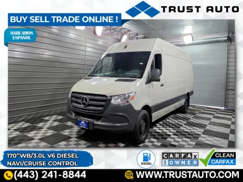 White 2020 Mercedes-Benz Sprinter 2500 Cargo 170'' High Roof 3.0L V6 Diesel Minivan/Van for sale in Sykesville, MD