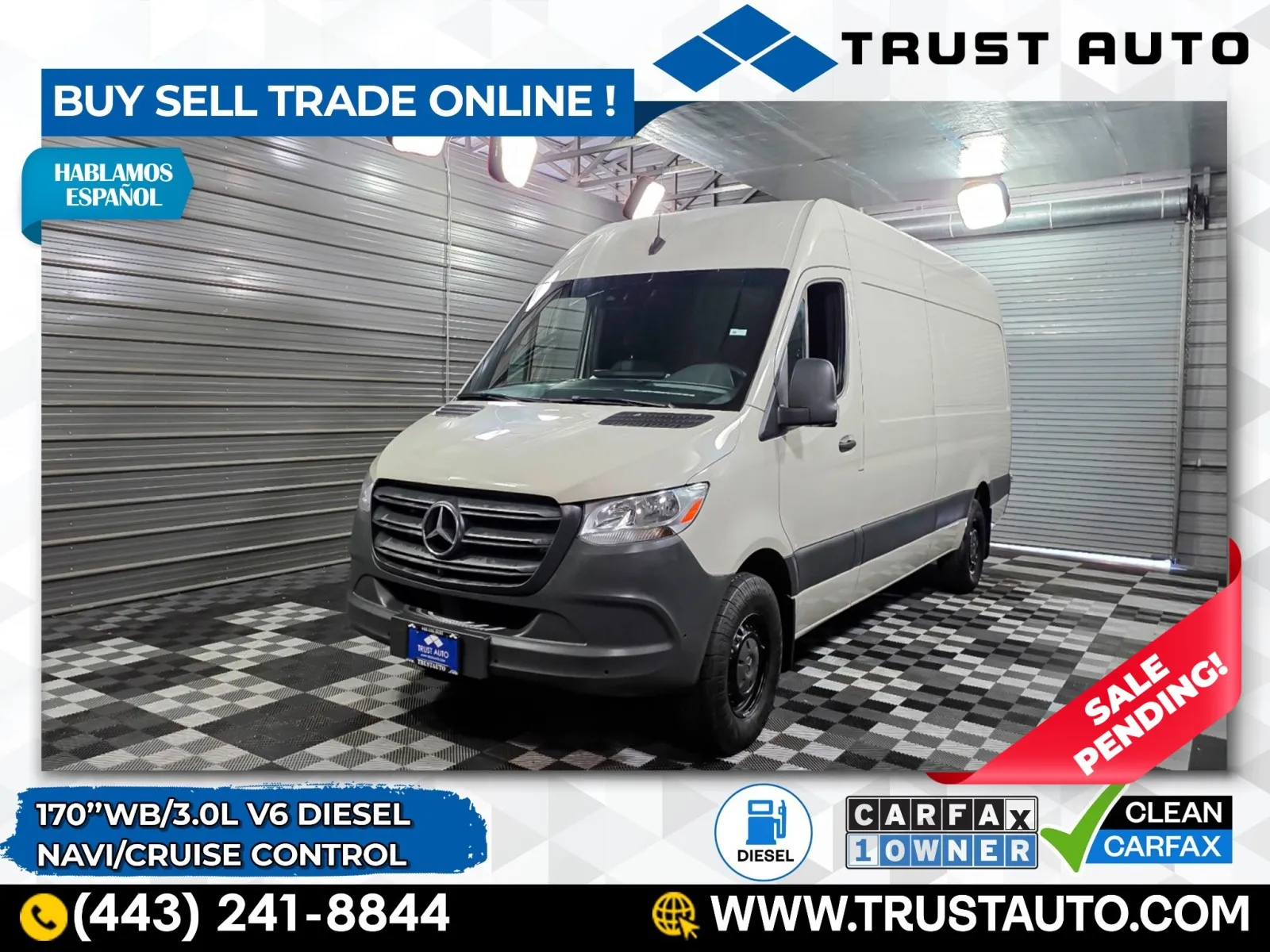 2020 Mercedes-Benz Sprinter 2500 Cargo 170'' High Roof 3.0L V6 Diesel Minivan/Van for sale in Sykesville, MD