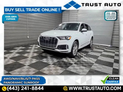 White 2020 Audi Q7 Premium 55 TFSI quattro AWD 7-Passenger Luxury SUV for sale in Sykesville, MD