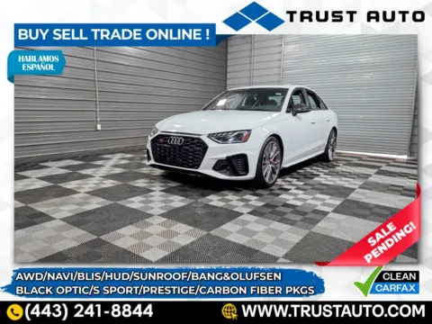 White 2021 Audi S4 Prestige 3.0 TFSI quattro AWD Sedan w/Black Optic/S Sport/Carbon for sale in Sykesville, MD