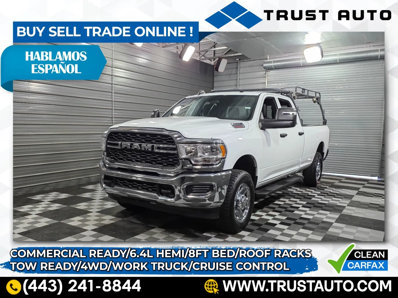 2024 Ram 3500 Tradesman 4WD Crew Cab 6-Pass 8FT Bed 6.4L Hemi V8 Pickup Truck w/Roof Racks/Chrome Appearance Group