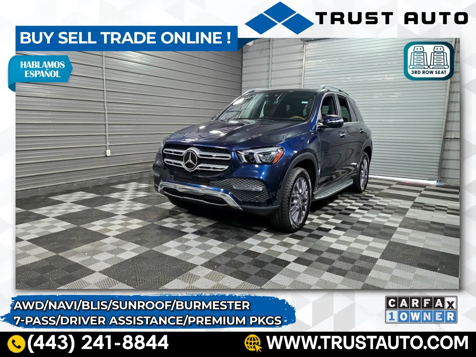 Blue 2022 Mercedes-Benz GLE 450 4MATIC AWD 7-Passenger SUV w/Driver Assistance Pkg for sale in Sykesville, MD