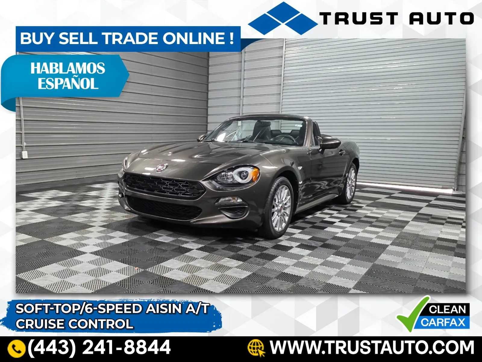 Gold 2017 FIAT 124 Spider Classica Soft-Top Convertible w/Aisin A/T for sale in Sykesville, MD