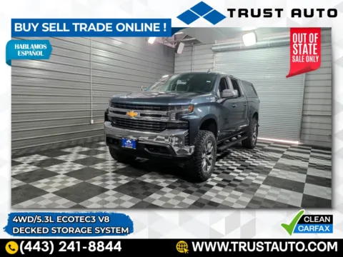 Gray 2021 Chevrolet Silverado 1500 LT 4WD Crew Cab 5.3L V8 Pickup Truck w/Decked Storage System for sale in Sykesville, MD