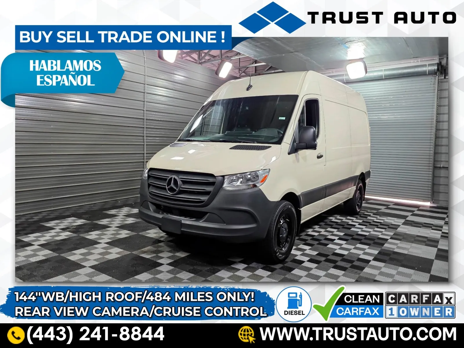 Gray 2024 Mercedes-Benz Sprinter 2500 Cargo High Roof 144'' Diesel Minivan/Van for sale in Sykesville, MD