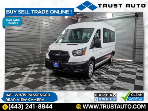 White 2023 Ford Transit T-350 15-Passenger XL 148 Medium Roof Minivan/Van for sale in Sykesville, MD