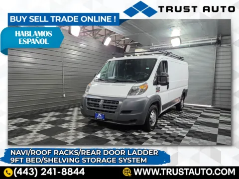 White 2018 Ram ProMaster 1500 Cargo 136''WB Low Roof 9FT Bed Minivan/Van w/Roof Racks for sale in Sykesville, MD