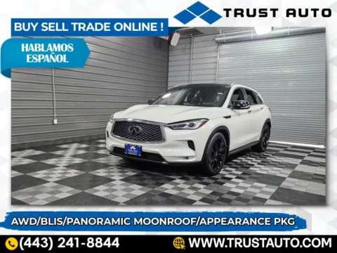 White 2021 INFINITI QX50 LUXE AWD SUV w/Appearance Pkg for sale in Sykesville, MD