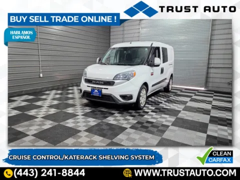 White 2019 Ram ProMaster City Cargo Tradesman SLT Minivan/Van w/Katerack Shelving System for sale in Sykesville, MD