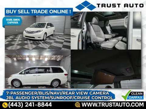 White 2017 Toyota Sienna Limited Premium 7-Passenger Minivan/Van for sale in Sykesville, MD