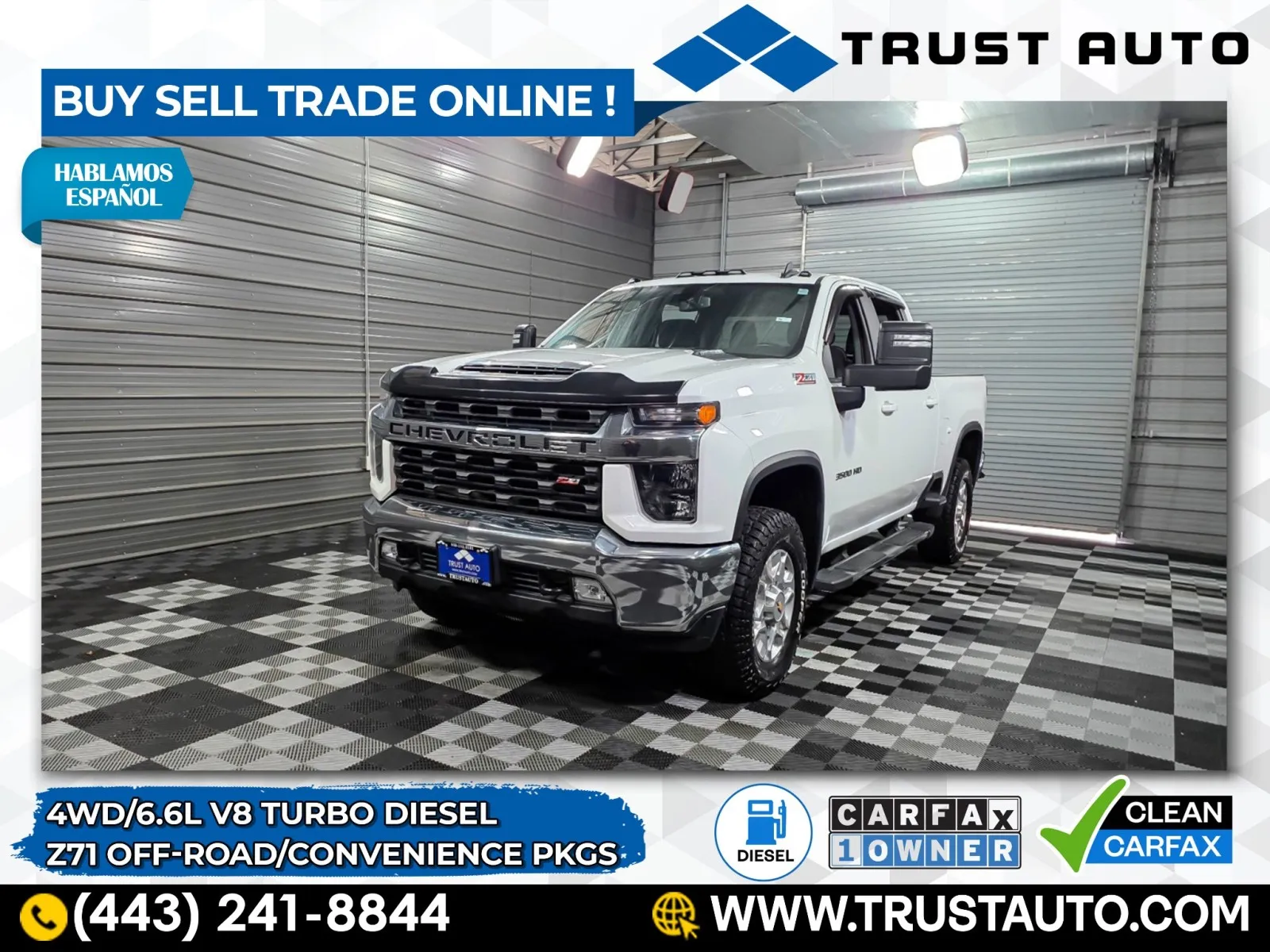 2021 Chevrolet Silverado 3500HD LT 4WD Crew Cab Duramax Diesel Pickup Truck w/Convenience Pkg for sale in Sykesville, MD
