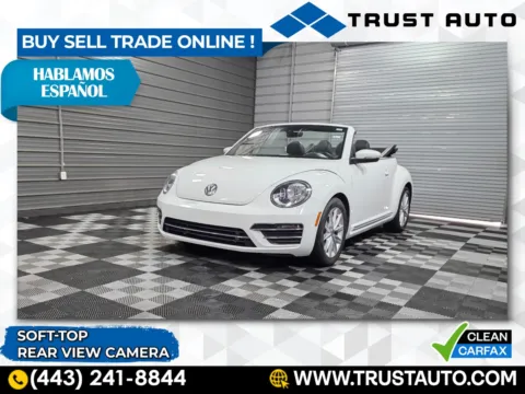 White 2017 Volkswagen Beetle 1.8T SE Soft-Top Cabriolet/Convertible for sale in Sykesville, MD