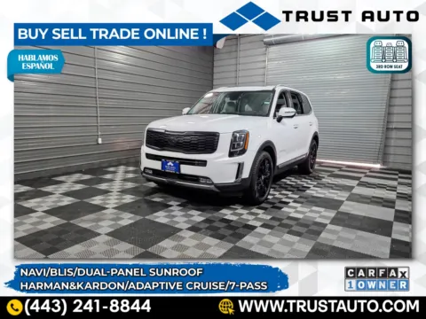 White 2021 Kia Telluride SX 7-Pass Luxury SUV for sale in Sykesville, MD