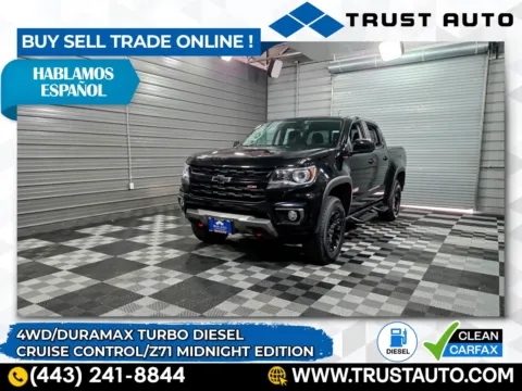 Black 2021 Chevrolet Colorado 4WD Z71 Crew Cab 2.8L Duramax Turbo Diesel Pickup Truck w/Midnight Edition for sale in Sykesville, MD
