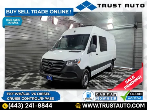 White 2022 Mercedes-Benz Sprinter 2500 Cargo 170'' WB High Roof 3.0L V6 Diesel Minivan/Van for sale in Sykesville, MD