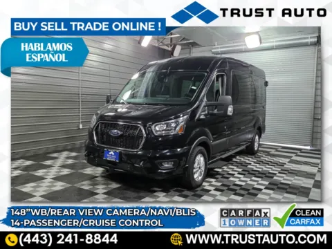 Black 2023 Ford Transit T-350 14-Passenger XLT 148''WB Medium Roof Minivan/Van for sale in Sykesville, MD