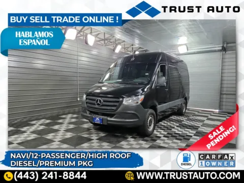 Black 2019 Mercedes-Benz Sprinter 2500 12-Passenger 144''WB High Roof Diesel Minivan/Van for sale in Sykesville, MD
