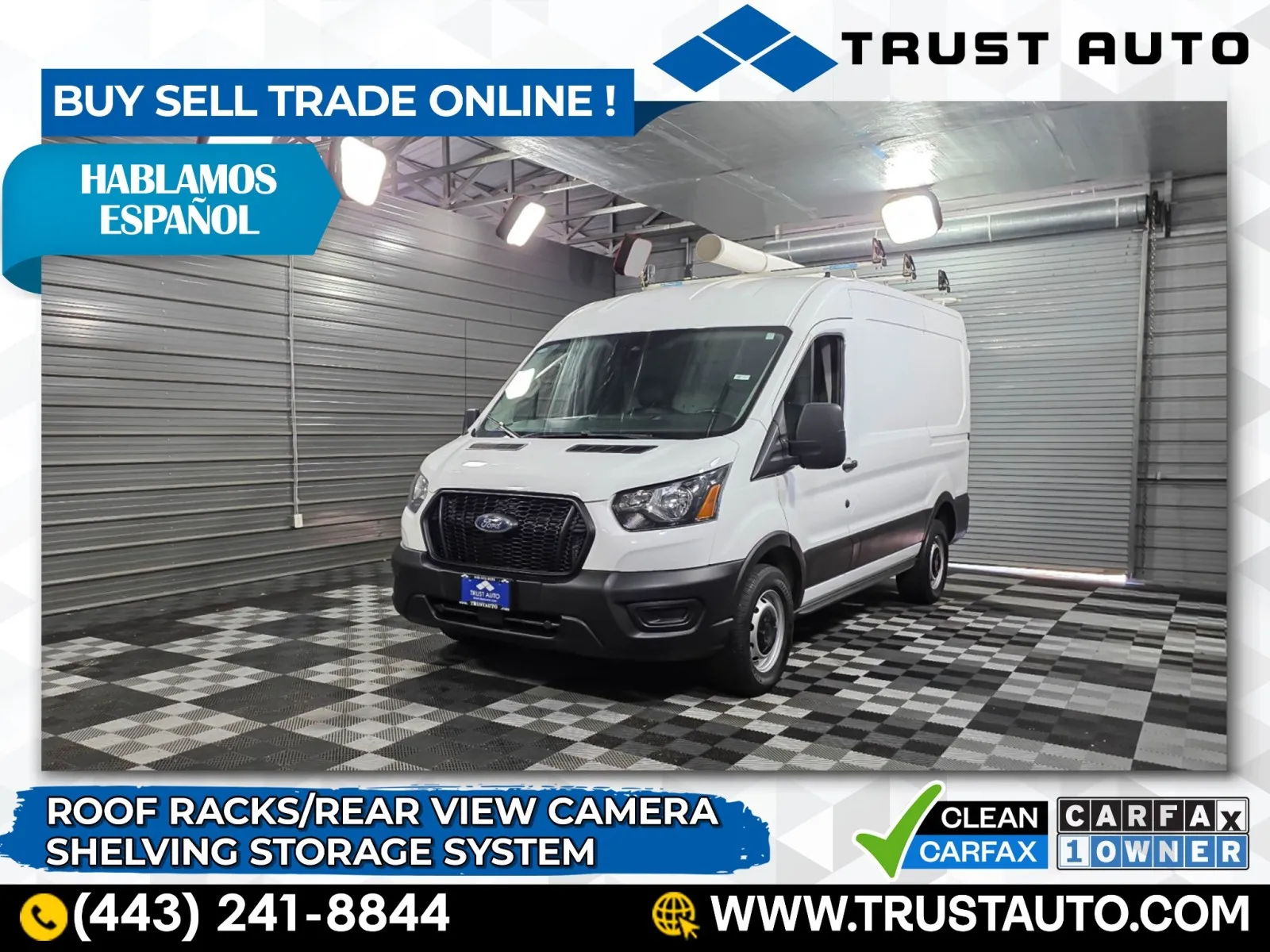 White 2023 Ford Transit T-250 Cargo 130''WB Medium Roof Minivan/Van for sale in Sykesville, MD