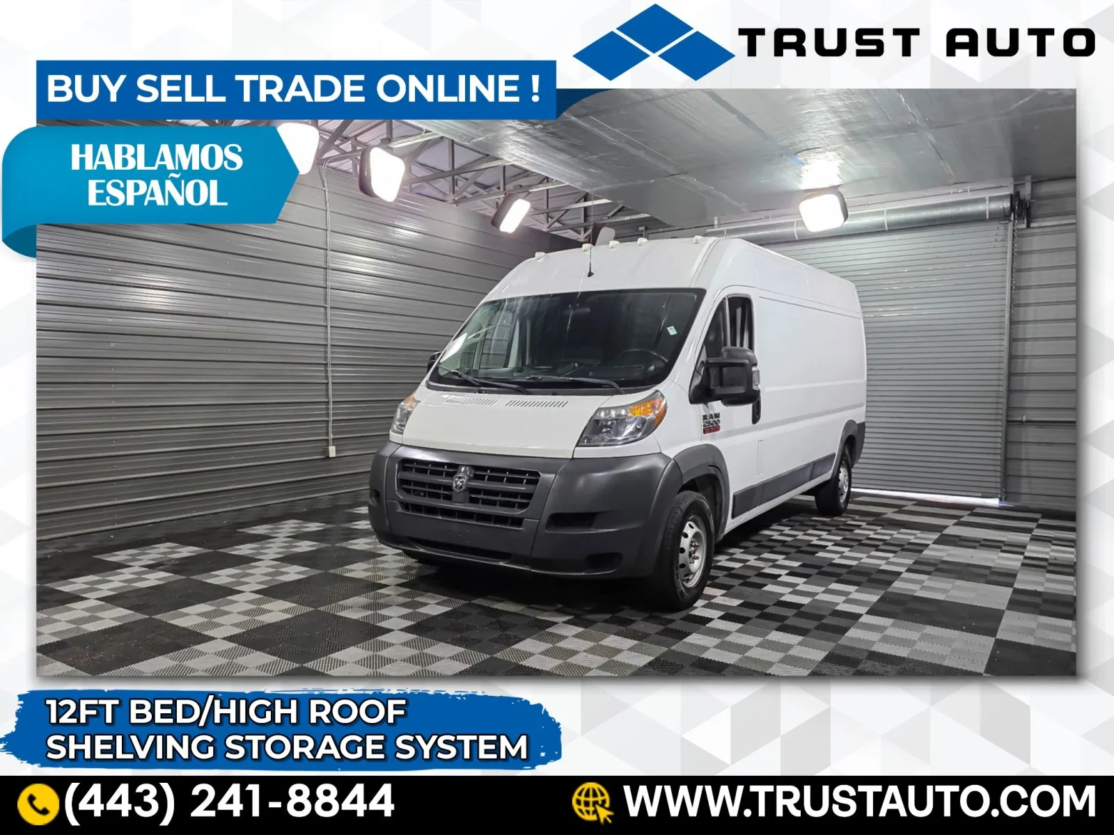 White 2018 Ram ProMaster 2500 Cargo 159''WB High Roof 12FT Bed Minivan/Van for sale in Sykesville, MD