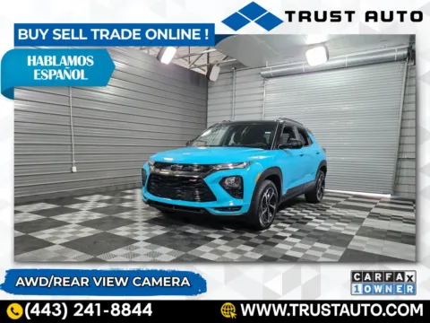 Blue 2022 Chevrolet Trailblazer RS AWD SUV for sale in Sykesville, MD