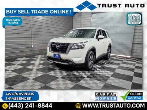 White 2022 Nissan Pathfinder SL 4WD 8-Passenger SUV for sale in Sykesville, MD