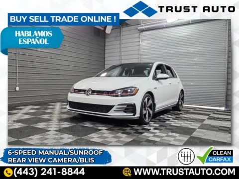 White 2019 Volkswagen Golf GTI Autobahn 6-Speed Manual Hatchback for sale in Sykesville, MD