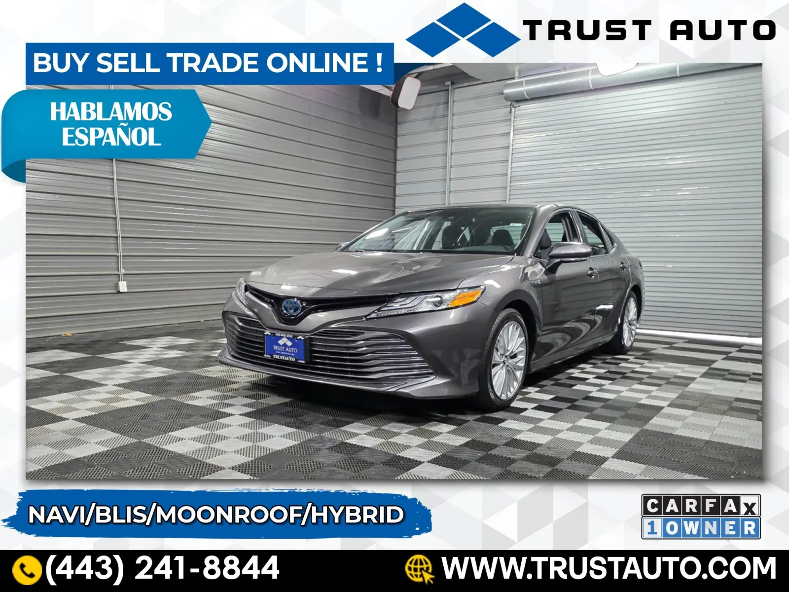 Gray 2019 Toyota Camry XLE Hybrid Sedan for sale in Sykesville, MD