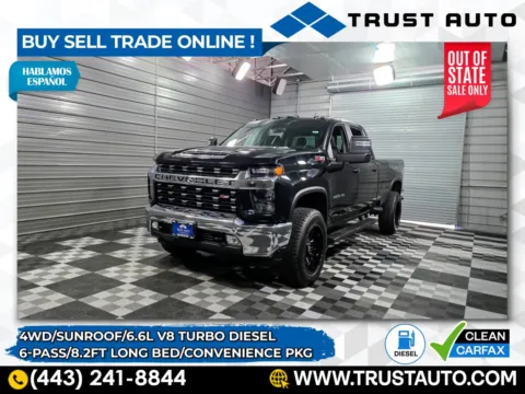 Black 2022 Chevrolet Silverado 3500HD LT 4WD Crew Cab 6-Passenger Long Bed Duramax Diesel Pickup Truck w/Convenience Pkg for sale in Sykesville, MD