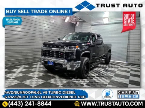Black 2022 Chevrolet Silverado 3500HD LT 4WD Crew Cab 6-Pass Long Bed Duramax Diesel Pickup Truck w/Convenience Pkg for sale in Sykesville, MD