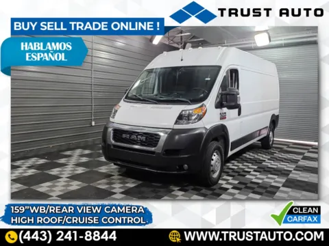 White 2021 Ram 2500 ProMaster Cargo 159''WB High Roof Minivan/Van for sale in Sykesville, MD