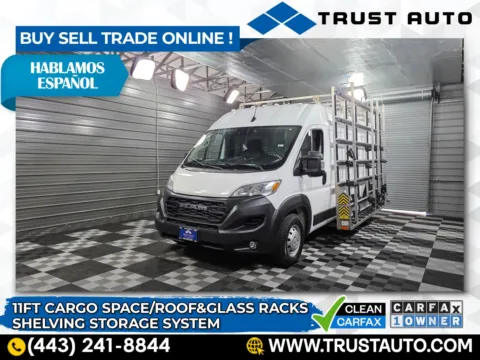 White 2023 Ram ProMaster 3500 Cargo 159''WB Extended High Roof Minivan/Van w/Glass Racks for sale in Sykesville, MD
