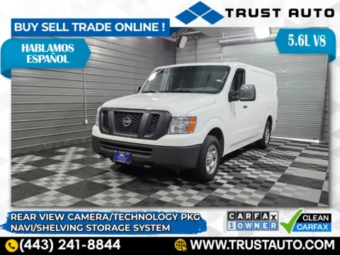White 2017 Nissan NV 2500 HD Cargo SV 5.6L V8 Minivan/Van w/Shelving Storage System for sale in Sykesville, MD