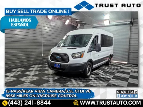White 2015 Ford Transit T-350 15-Passenger XL Medium Roof Minivan/Van/Wagon for sale in Sykesville, MD