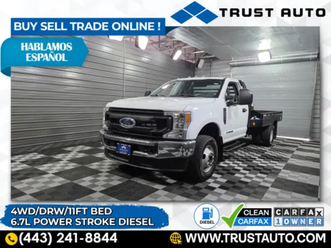White 2021 Ford Super Duty F-350 Flatbed DRW XL 4WD Regular Cab 11FT Bed Dually Power Stroke Diesel Pickup Truck for sale in Sykesville, MD