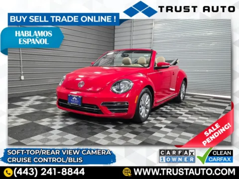 Red 2019 Volkswagen Beetle 2.0T S Soft-Top Convertible for sale in Sykesville, MD