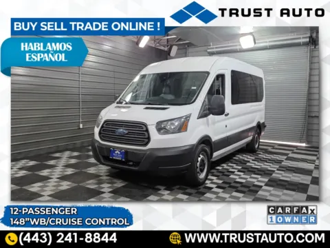 White 2015 Ford Transit T-350 XL 12-Passenger 148'' Medium Roof Minivan/Van for sale in Sykesville, MD