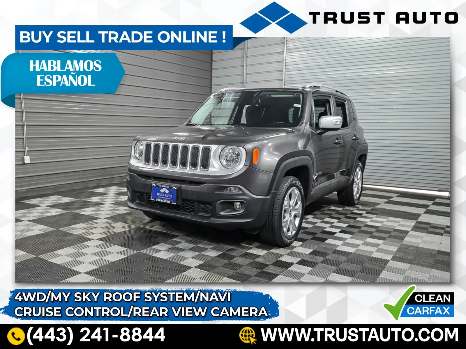 Gray 2017 Jeep Renegade Limited 4WD SUV for sale in Sykesville, MD