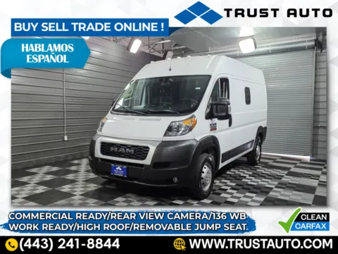 White 2021 Ram ProMaster 1500 Cargo 136''WB High Roof Minivan/Van for sale in Sykesville, MD