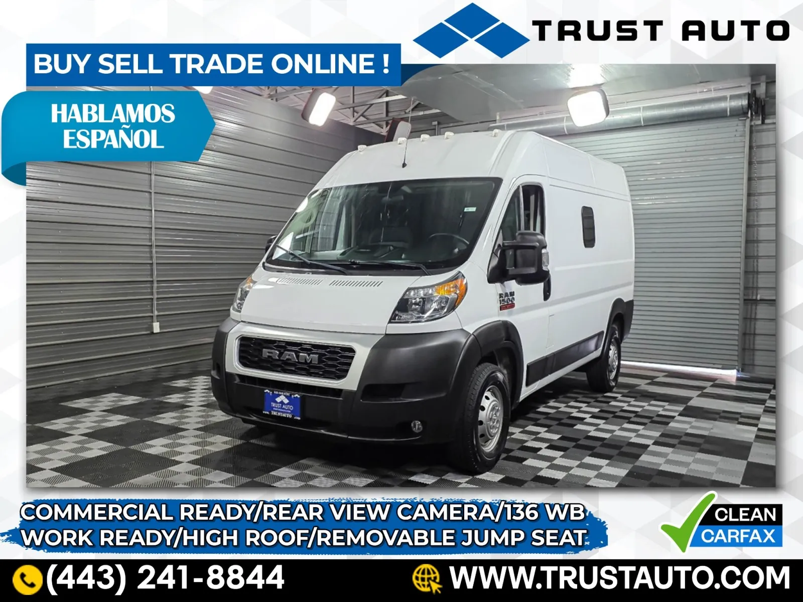 2021 Ram ProMaster 1500 Cargo 136''WB High Roof Minivan/Van